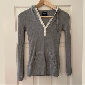 American Eagle Waffle Knit Shirt Grey Womens XS